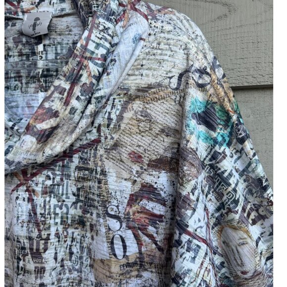 Inoah Made in USA Abstract Art Print Cowl Neck Tunic Top Size M - Picture 7 of 10